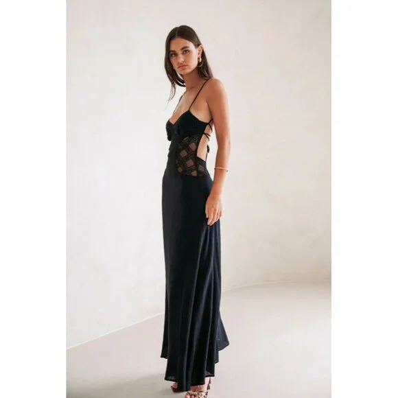 SABO Womens Harlie Maxi Dress Strappy Lace Cut Out Open Back Sleeveless Large - Picture 1 of 7